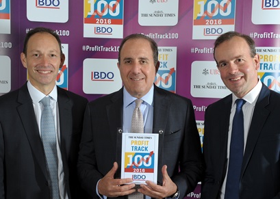 United Trust Bank directors attend the Sunday Times BDO Profit Track 100 awards dinner