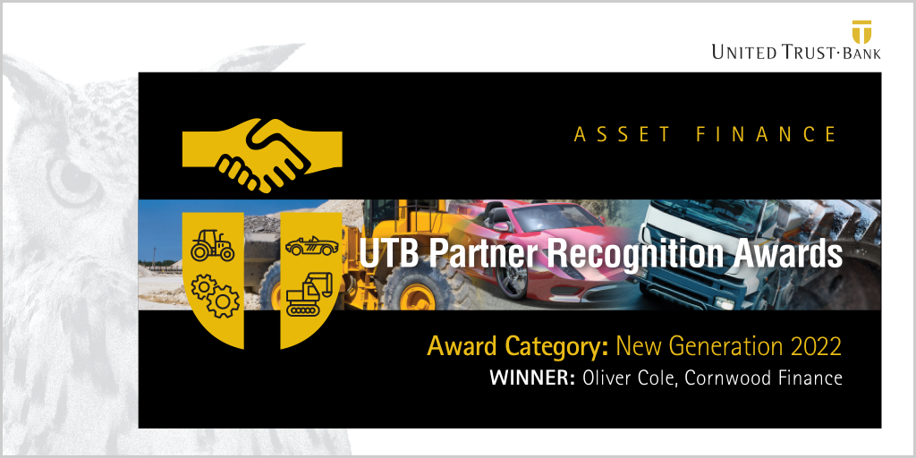 Oliver Cole of Cornwood Finance wins UTB Partner Recognition ‘New Generation’ Award