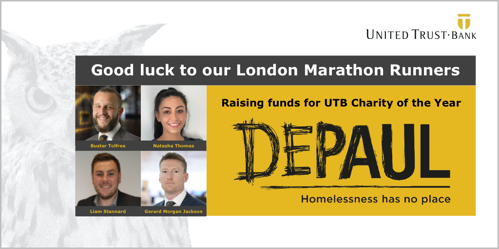 UTB London Marathon team aims to raise £10,000 to help young homeless people